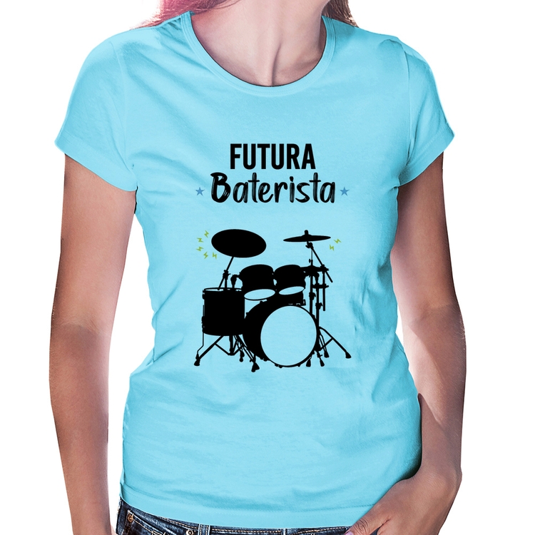 Baby Look Futura Baterista - Azul Bebê