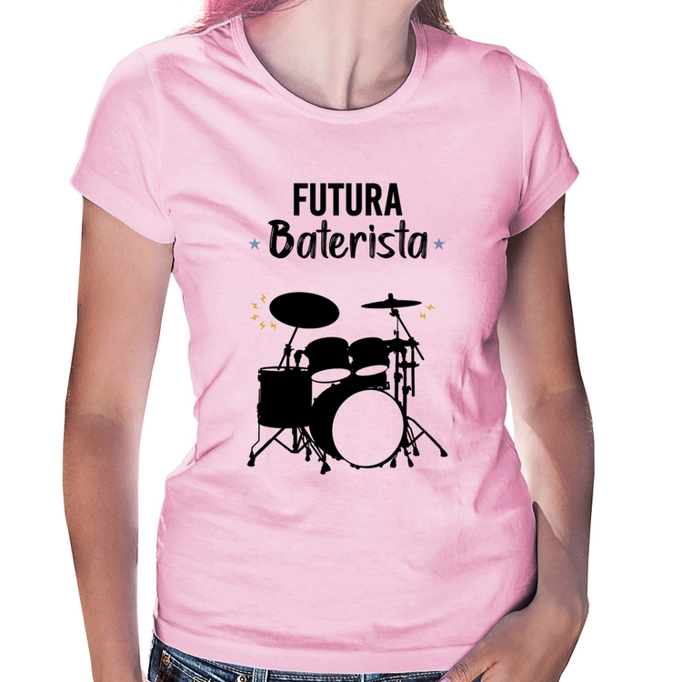 Baby Look Futura Baterista - Rosa Bebê