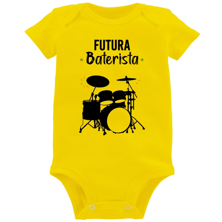 Body Bebê Futura Baterista - Amarelo
