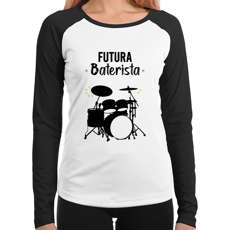 Baby Look Raglan Futura Baterista Manga Longa
