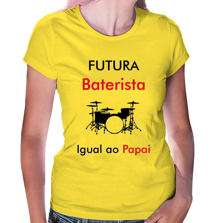 Baby Look Futura Baterista Igual ao Papai - Amarela