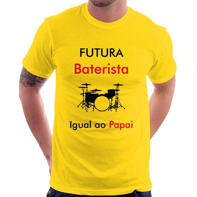 Camiseta Futura Baterista Igual ao Papai - Amarela