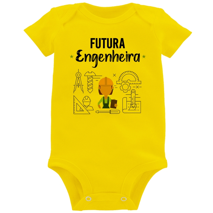 Body Bebê Futura Engenheira - Amarelo