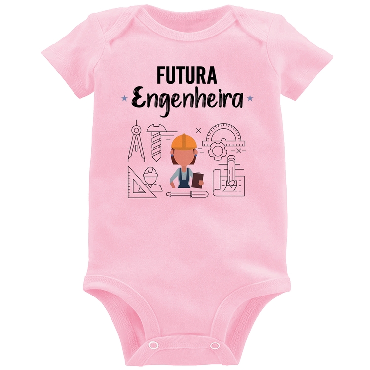 Body Bebê Futura Engenheira - Rosa Bebê