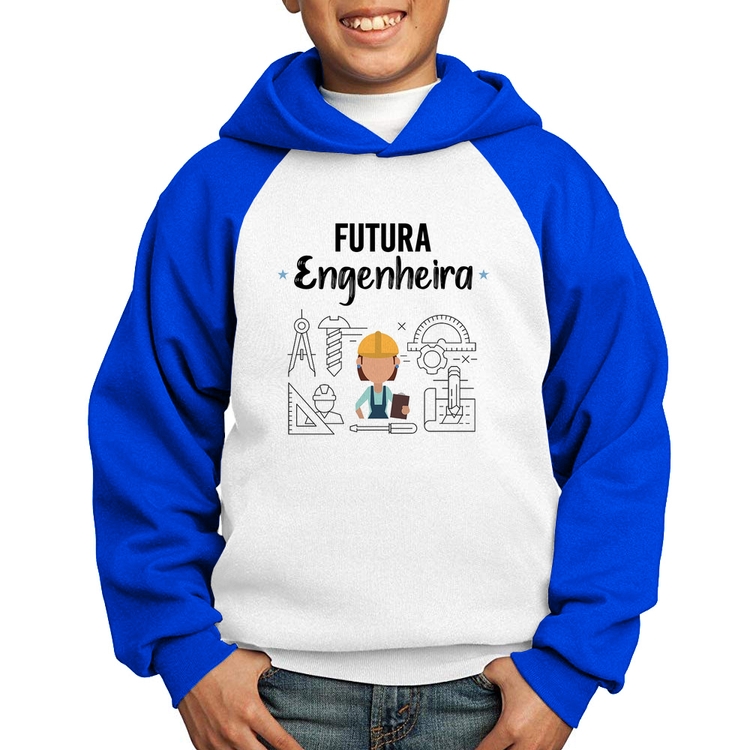 Moletom Infantil Futura Engenheira - Branco/Azul