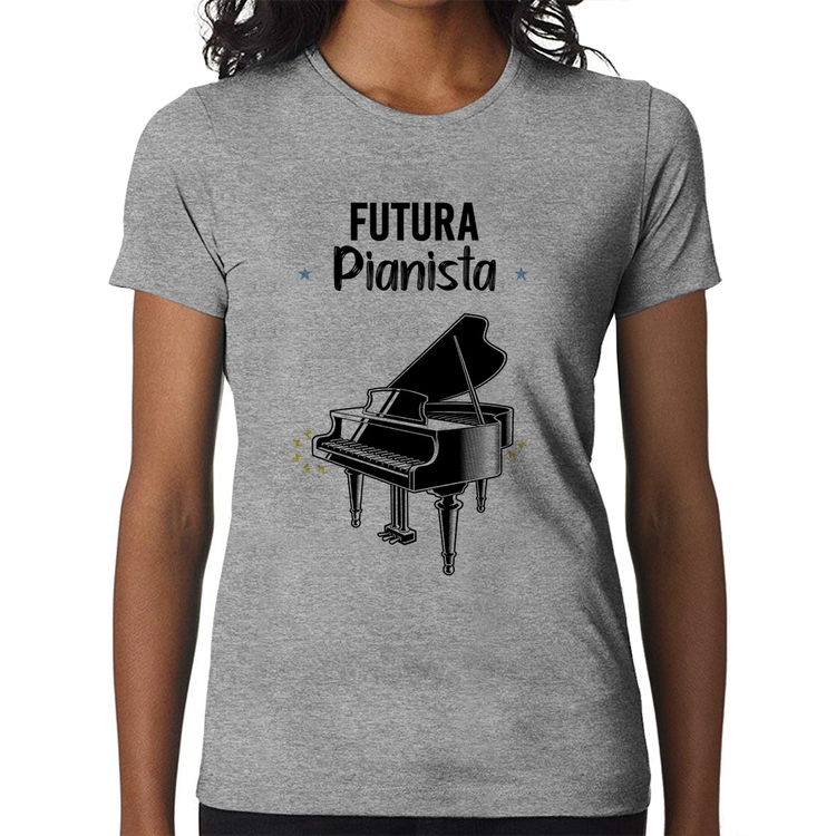 Baby Look Futura Pianista - Cinza