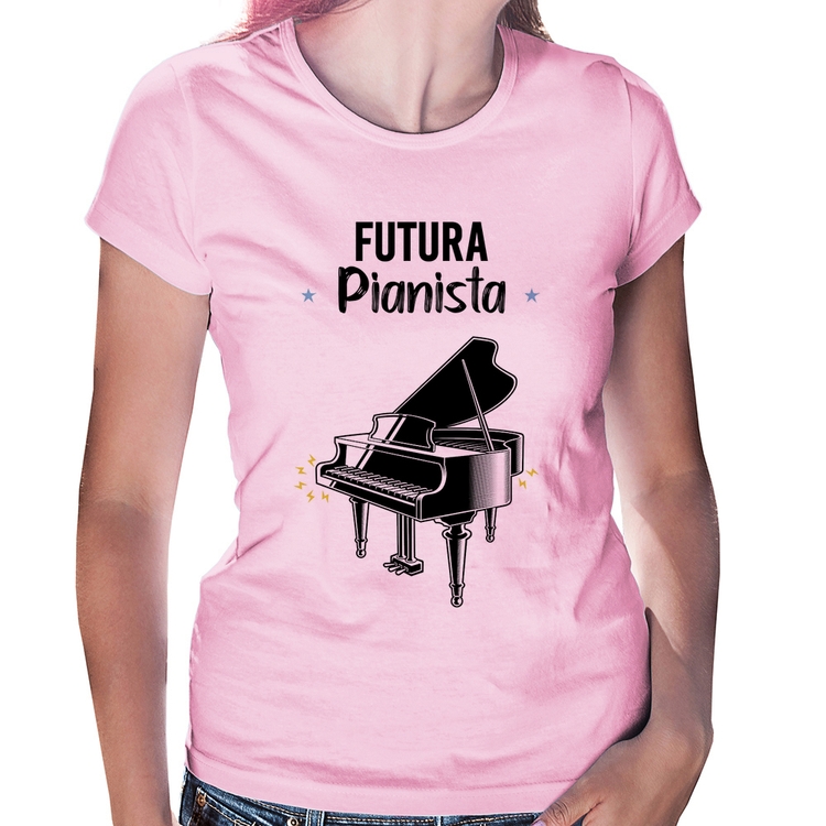 Baby Look Futura Pianista - Rosa Bebê