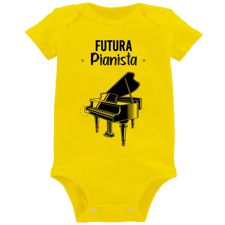 Body Bebê Futura Pianista - Amarelo