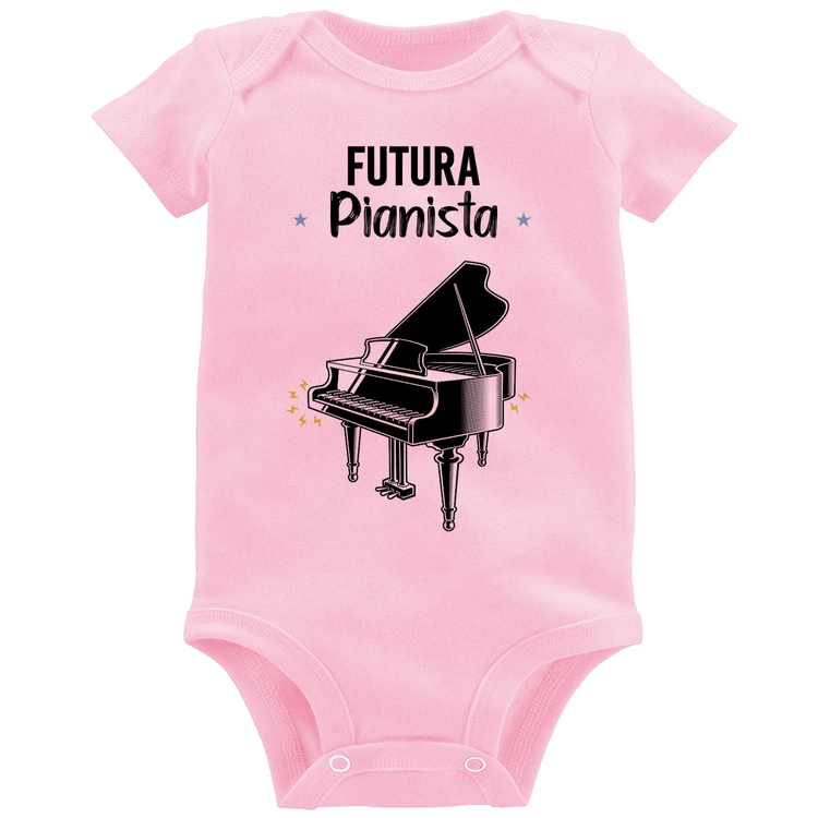 Body Bebê Futura Pianista - Rosa Bebê