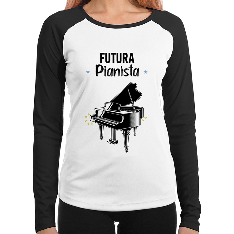 Baby Look Raglan Futura Pianista Manga Longa