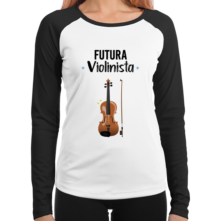 Baby Look Raglan Futura Violinista Manga Longa