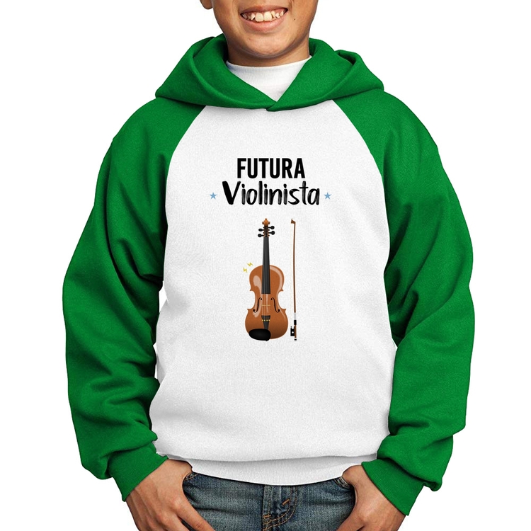 Moletom Infantil Futura Violinista - Branco/Verde