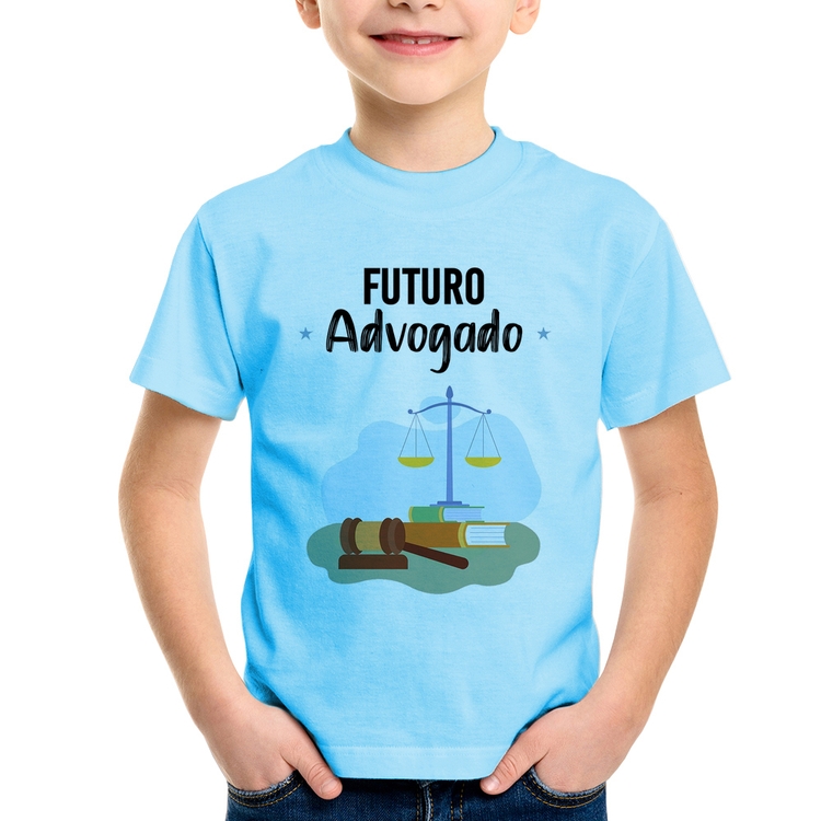 Camiseta Infantil Futuro Advogado - Azul Bebê