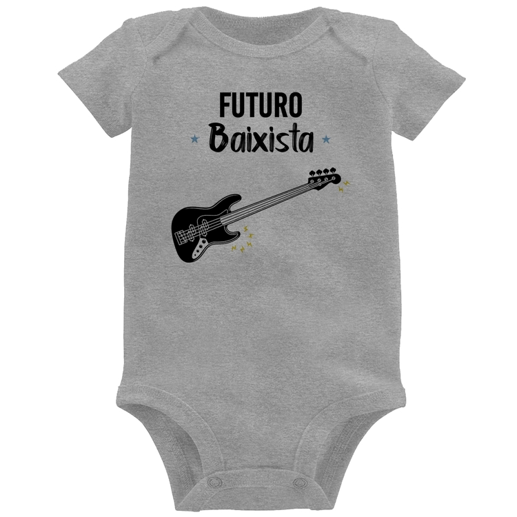 Body Bebê Futuro Baixista - Cinza