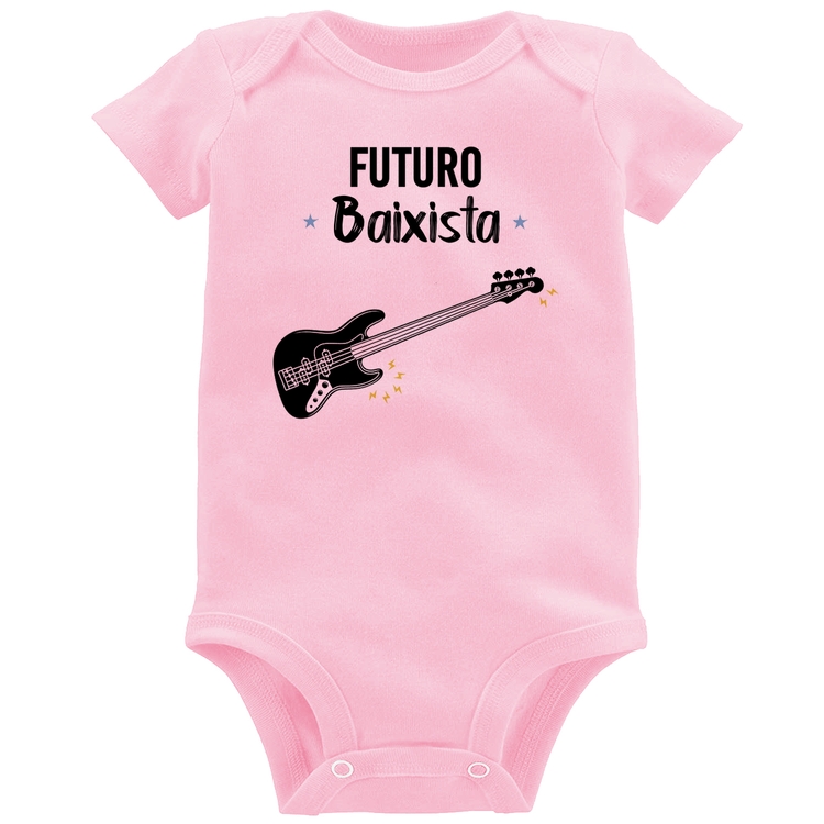 Body Bebê Futuro Baixista - Rosa Bebê