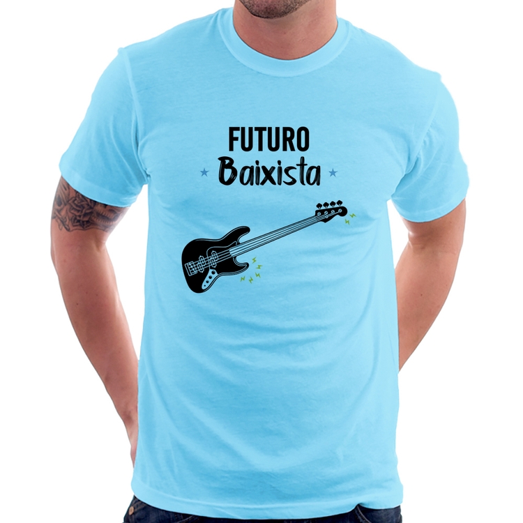 Camiseta Futuro Baixista - Azul Bebê