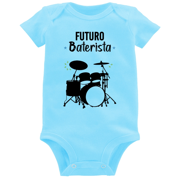 Body Bebê Futuro Baterista - Azul Bebê