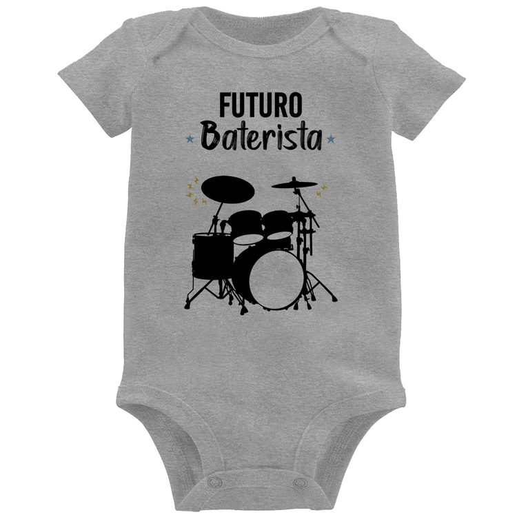 Body Bebê Futuro Baterista - Cinza