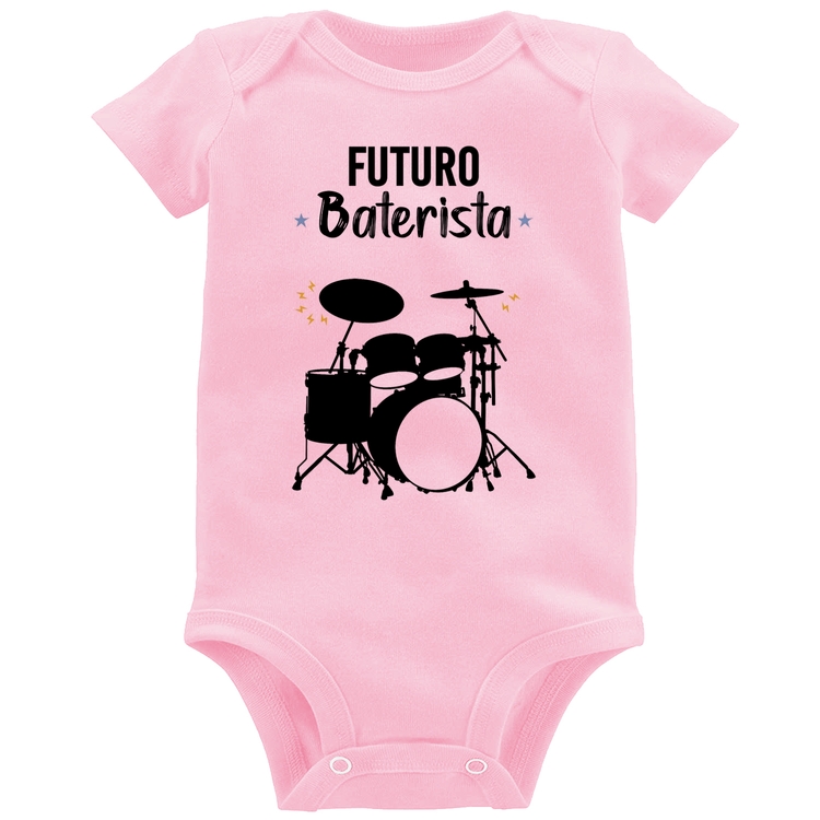 Body Bebê Futuro Baterista - Rosa Bebê