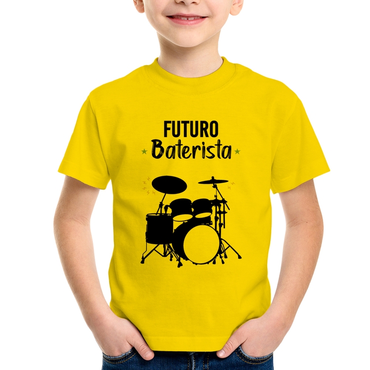 Camiseta Infantil Futuro Baterista - Amarela