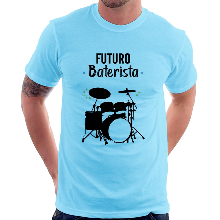 Camiseta Futuro Baterista - Azul Bebê