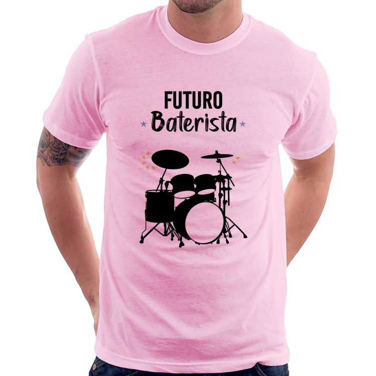 Camiseta Futuro Baterista - Rosa Bebê