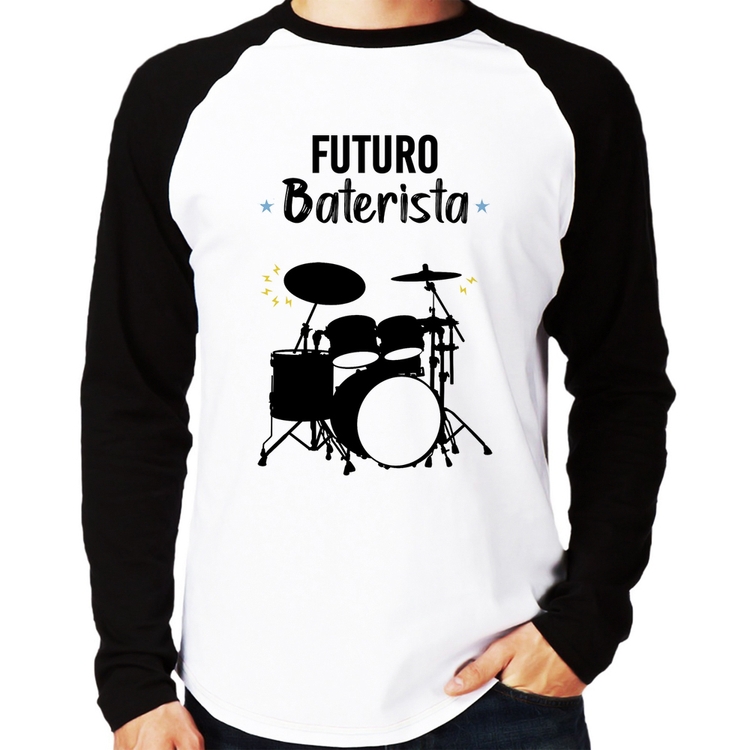 Camiseta Raglan Futuro Baterista Manga Longa