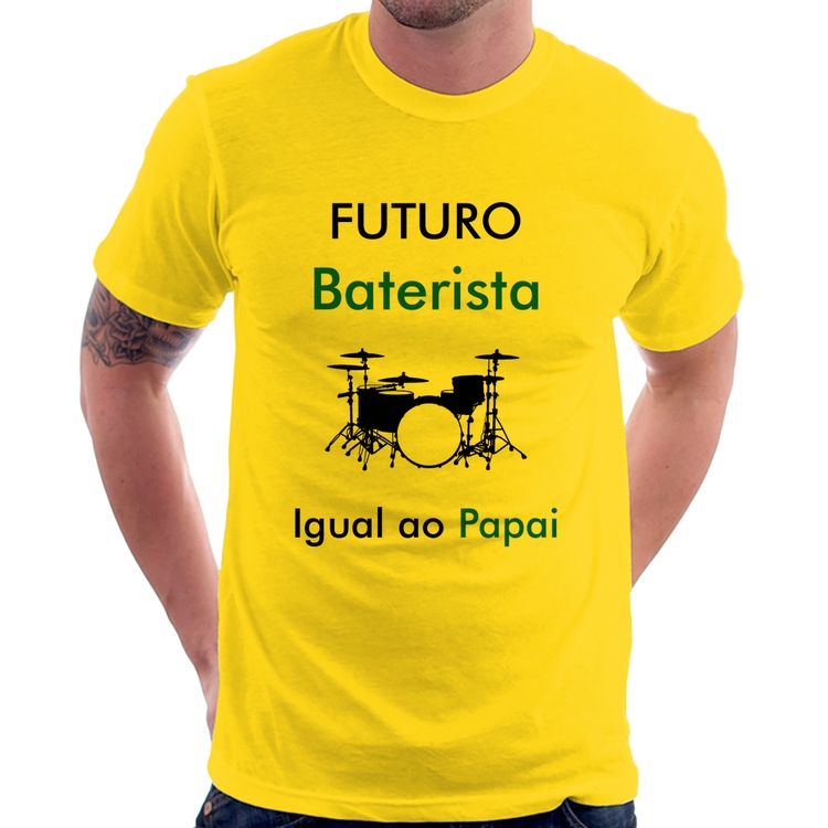 Camiseta Futuro Baterista Igual ao Papai - Amarela