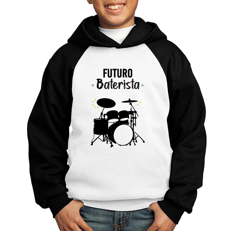 Moletom Infantil Futuro Baterista - Branco/Preto