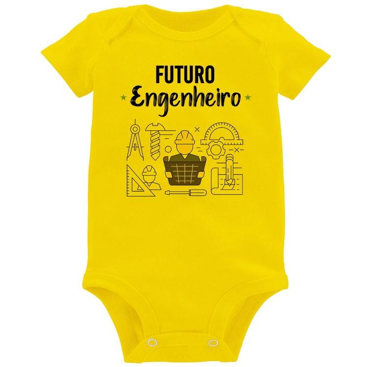 Body Bebê Futuro Engenheiro - Amarelo