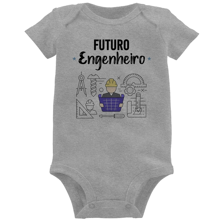 Body Bebê Futuro Engenheiro - Cinza