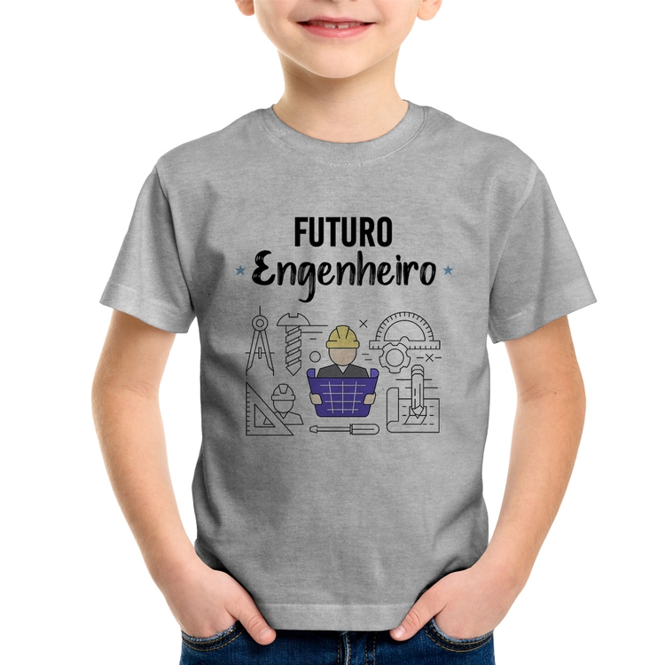 Camiseta Infantil Futuro Engenheiro - Cinza
