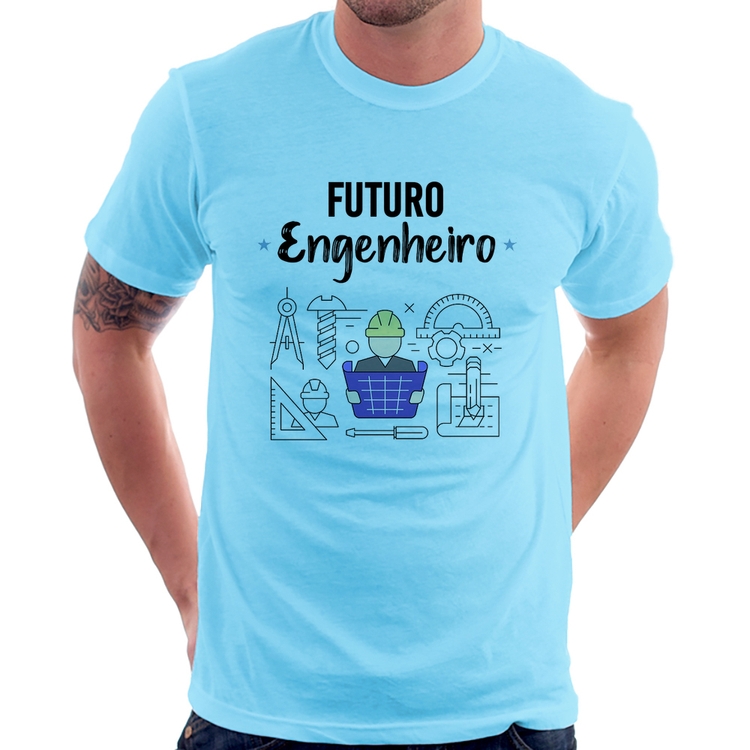 Camiseta Futuro Engenheiro - Azul Bebê