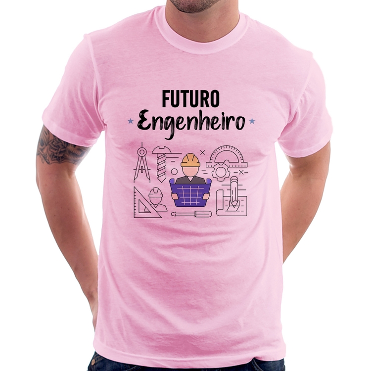 Camiseta Futuro Engenheiro - Rosa Bebê