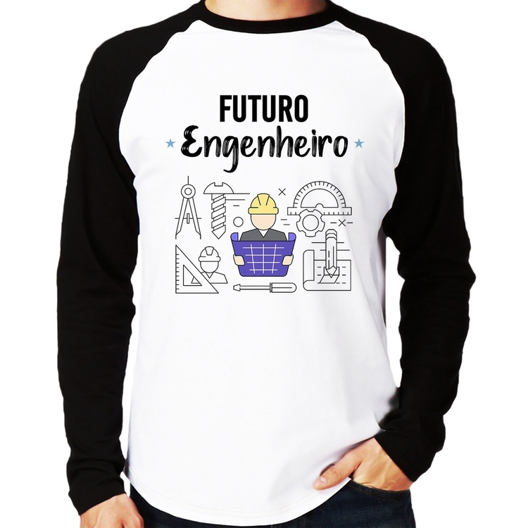 Camiseta Raglan Futuro Engenheiro Manga Longa