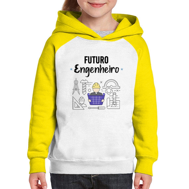 Moletom Infantil Futuro Engenheiro - Branco/Amarelo