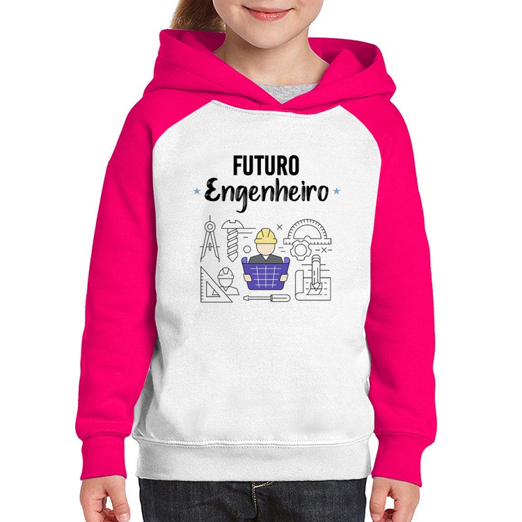 Moletom Infantil Futuro Engenheiro - Branco/Rosa