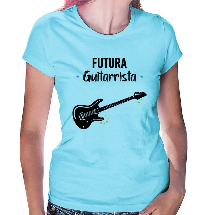 Baby Look Futura Guitarrista - Azul Bebê