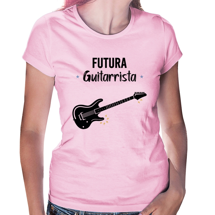 Baby Look Futura Guitarrista - Rosa Bebê