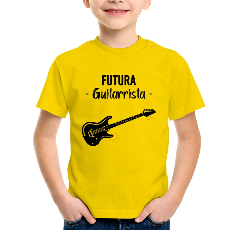 Camiseta Infantil Futura Guitarrista - Amarela