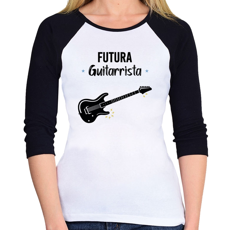 Baby Look Raglan Futura Guitarrista Manga 3/4