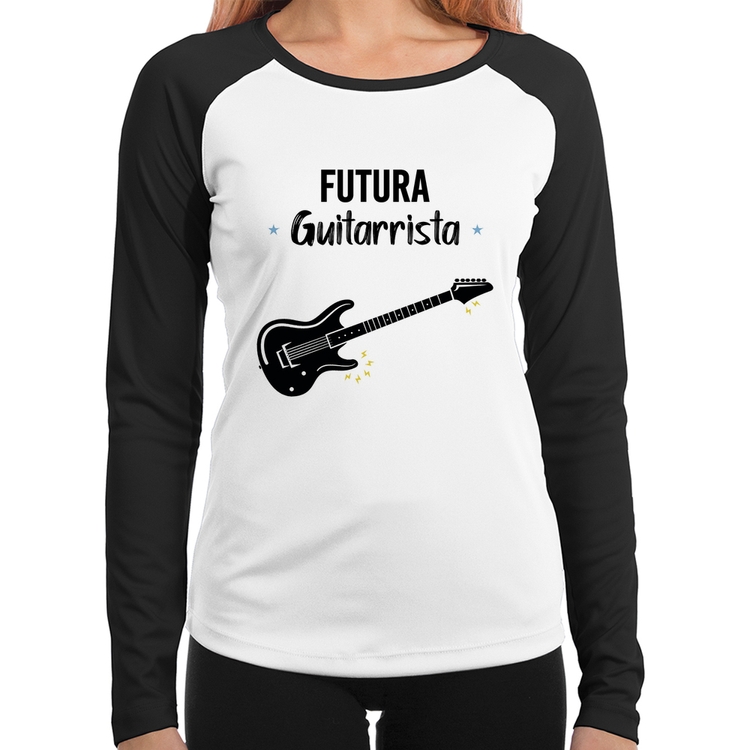 Baby Look Raglan Futura Guitarrista Manga Longa