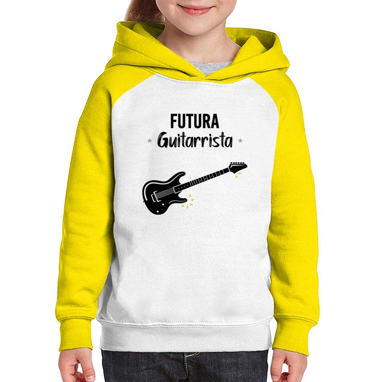 Moletom Infantil Futura Guitarrista - Branco/Amarelo