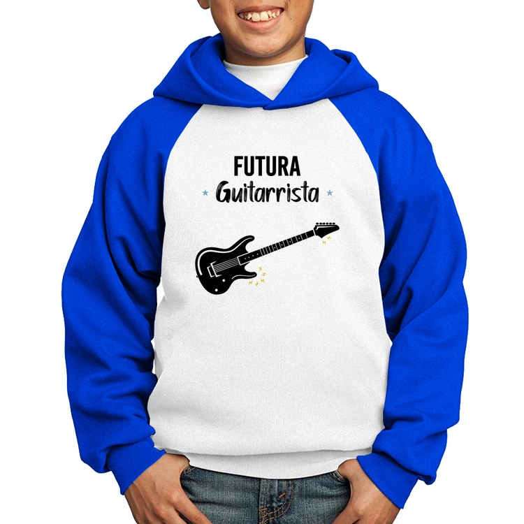 Moletom Infantil Futura Guitarrista - Branco/Azul