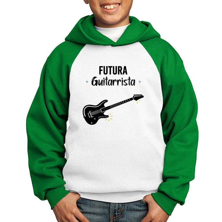 Moletom Infantil Futura Guitarrista - Branco/Verde