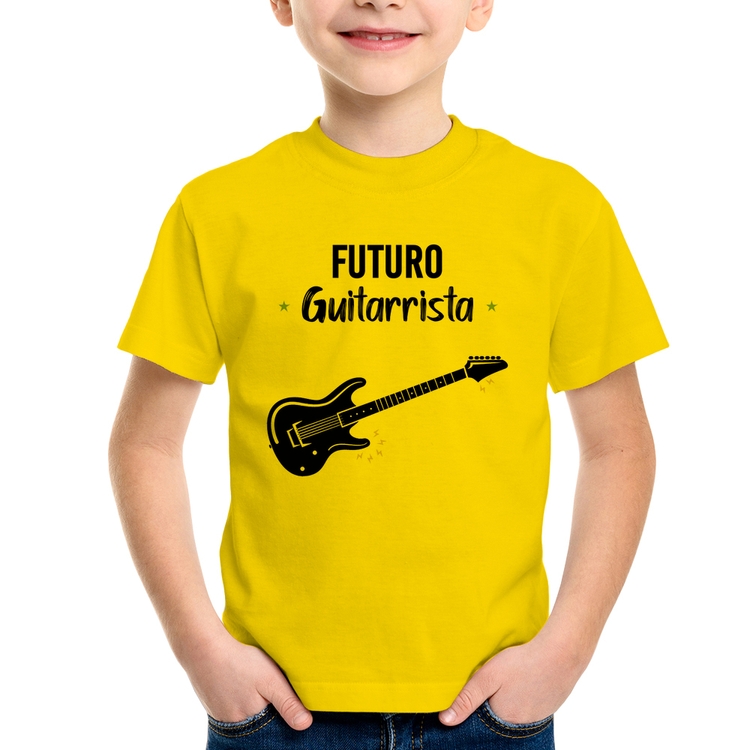 Camiseta Infantil Futuro Guitarrista - Amarela
