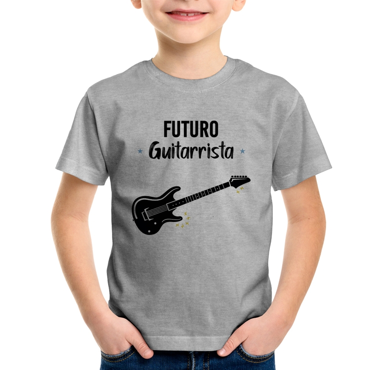 Camiseta Infantil Futuro Guitarrista - Cinza