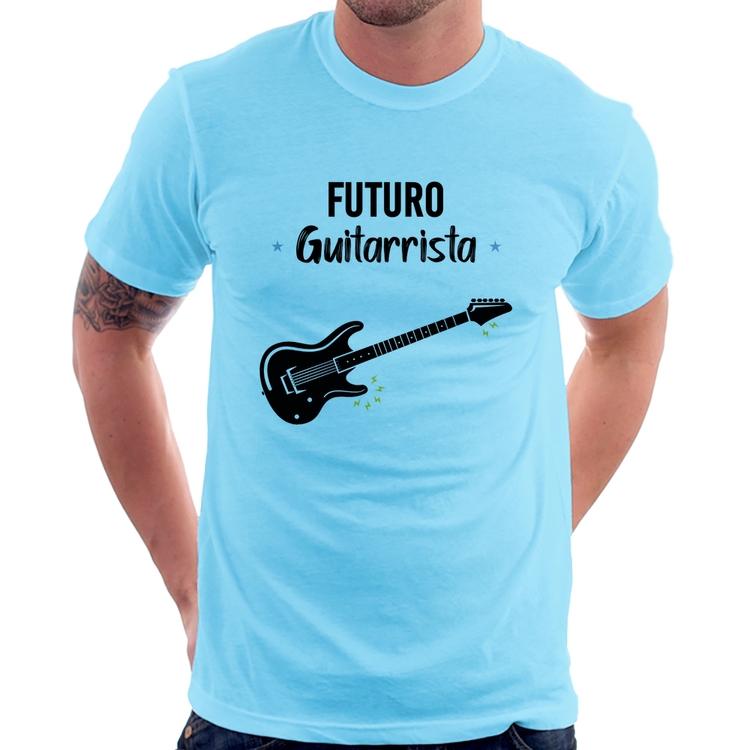 Camiseta Futuro Guitarrista - Azul Bebê