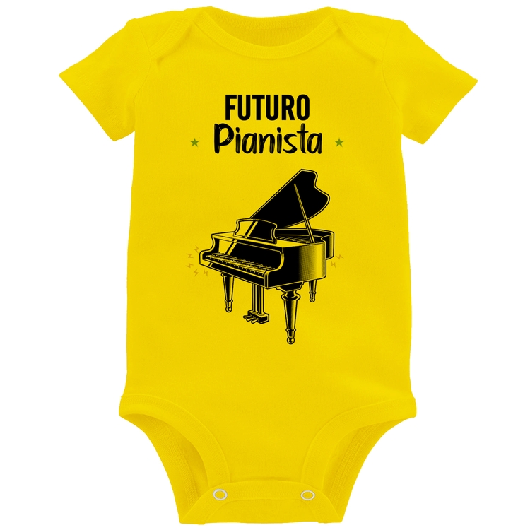 Body Bebê Futuro Pianista - Amarelo