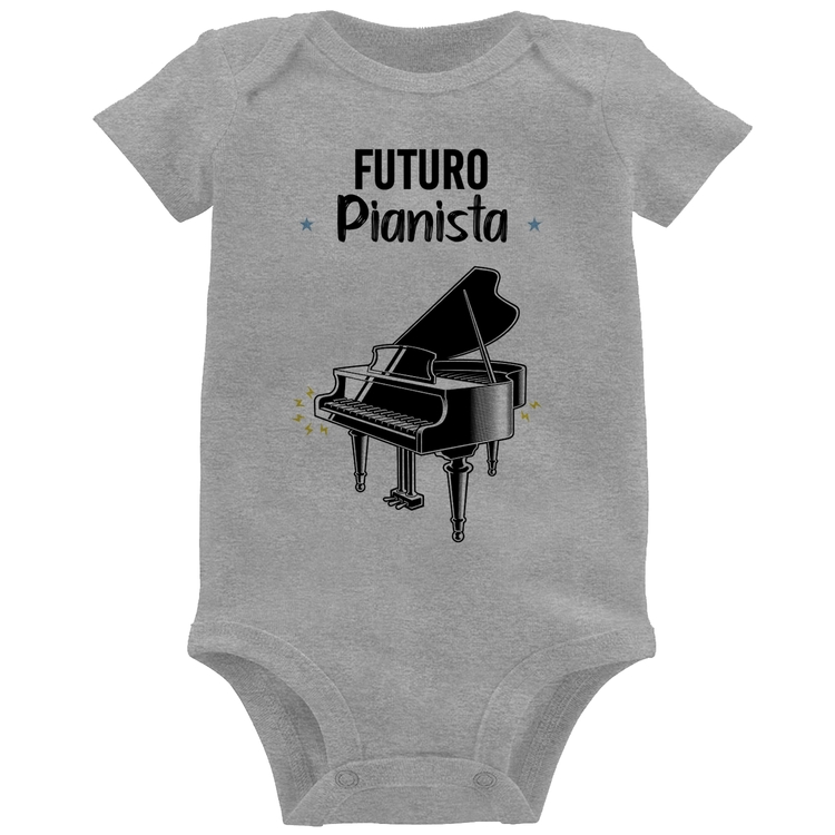 Body Bebê Futuro Pianista - Cinza